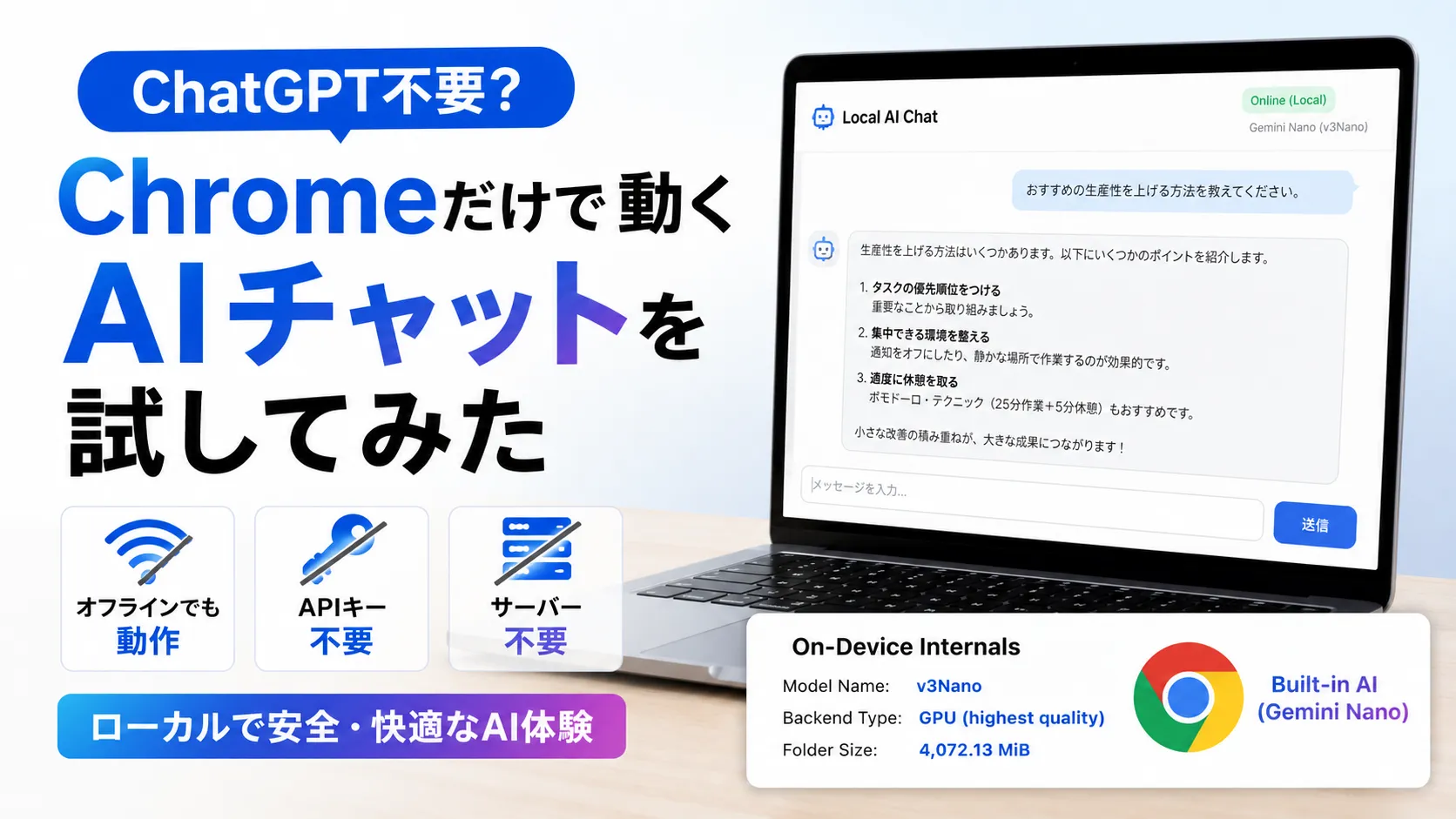 ChatGPT不要？Chromeだけで動くAIチャットを試してみた